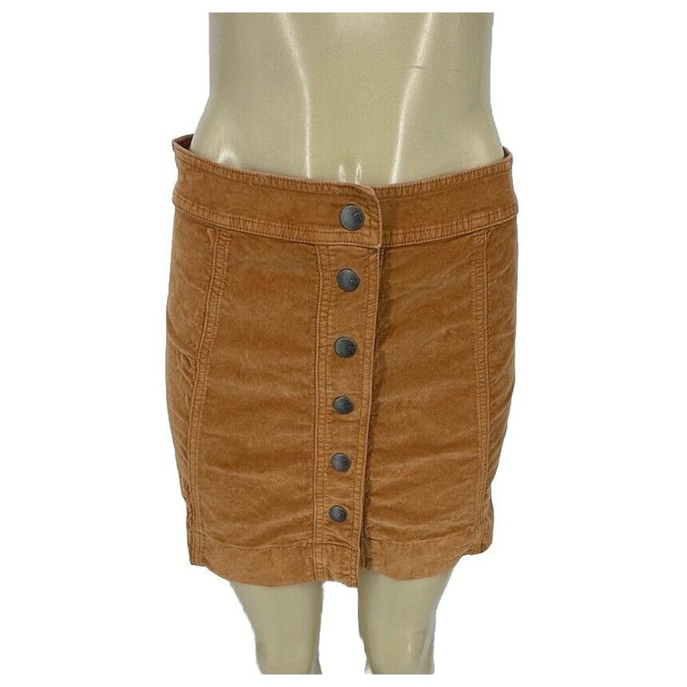Madewell Women 4 Velveteen Metropolis Snap Skirt Mini Camel Tan Academia Q50